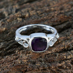 Amethyst Solitaire German Silver Purple Gemstone Featherlight Modern Ring Jewellery