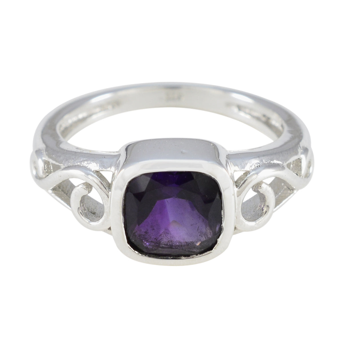 Amethyst Solitaire German Silver Purple Gemstone Featherlight Modern Ring Jewellery Главное изображение товара