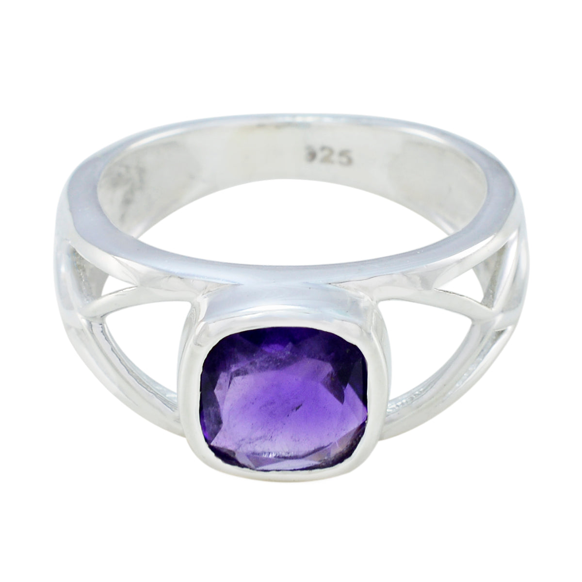 Amethyst Solitaire Indian Sterling Silver Purple Gemstones Tiny Contemporary Ring Jewelry