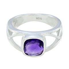 Amethyst Solitaire Indian Sterling Silver Purple Gemstones Tiny Contemporary Ring Jewelry