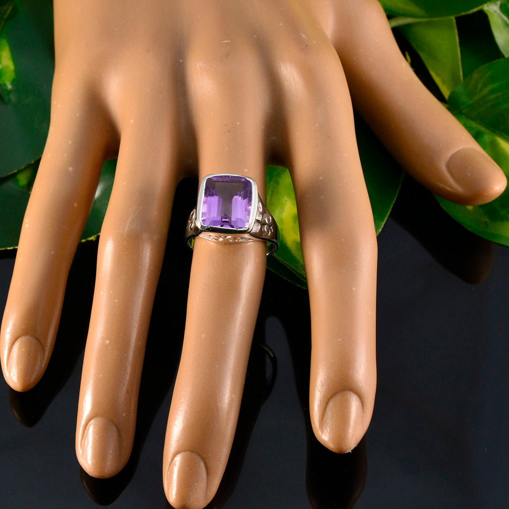 Amethyst Solitaire German 925 Sterling Silver Purple Gems Classic Glamorous Ring Jewellery