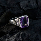 Amethyst Solitaire German 925 Sterling Silver Purple Gems Classic Glamorous Ring Jewellery