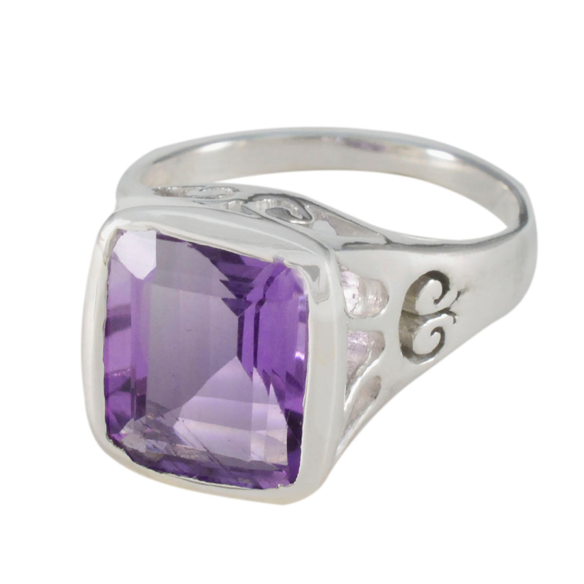 Amethyst Solitaire German 925 Sterling Silver Purple Gems Classic Glamorous Ring Jewellery Image principale du produit