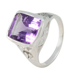Amethyst Solitaire German 925 Sterling Silver Purple Gems Classic Glamorous Ring Jewellery