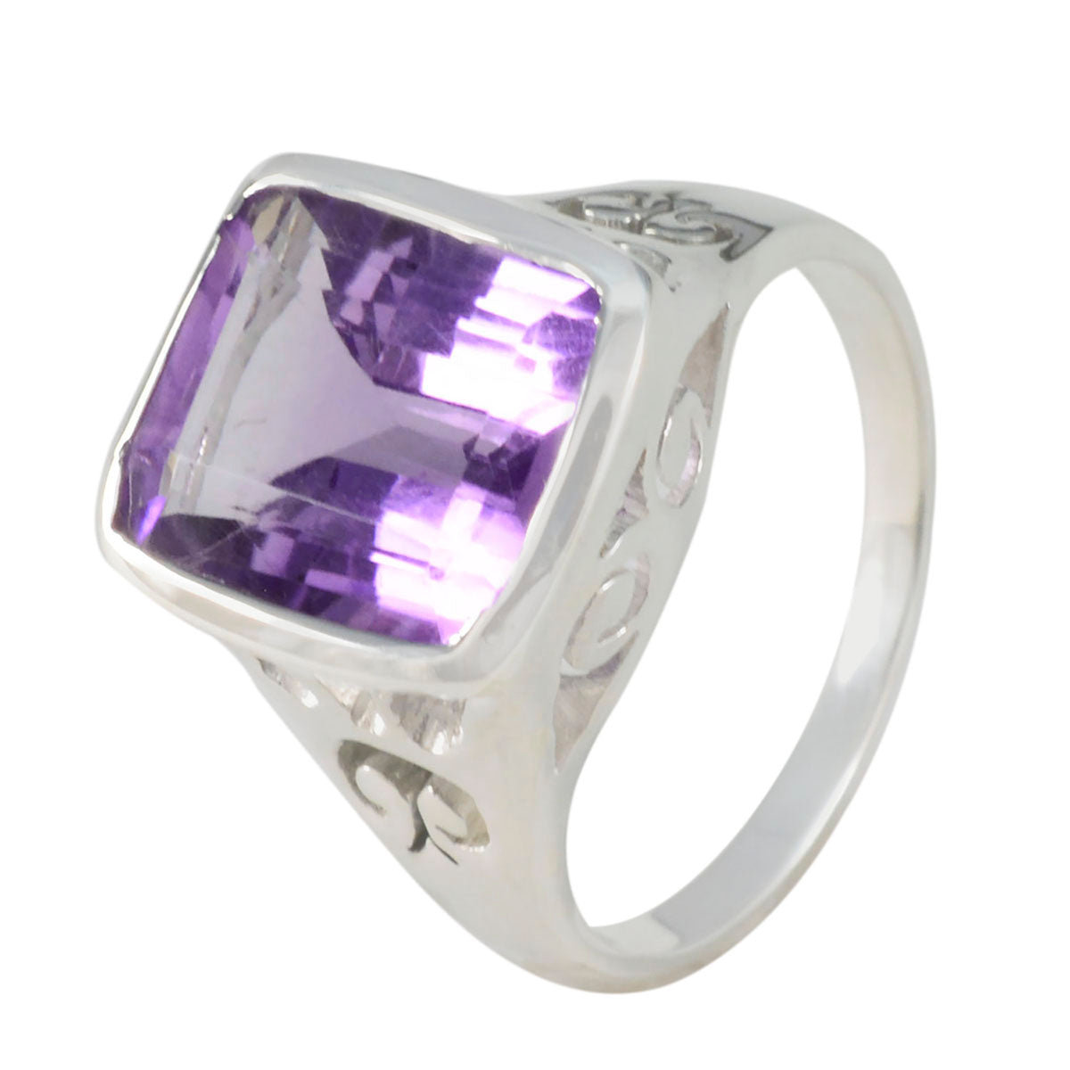 Amethyst Solitaire German 925 Sterling Silver Purple Gems Classic Glamorous Ring Jewellery