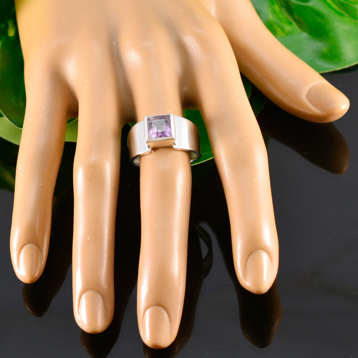 Amethyst Solitaire African Sterling Silver Purple Gemstones Slim Contemporary Ring Jewellery