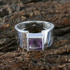 Amethyst Solitaire African Sterling Silver Purple Gemstones Slim Contemporary Ring Jewellery