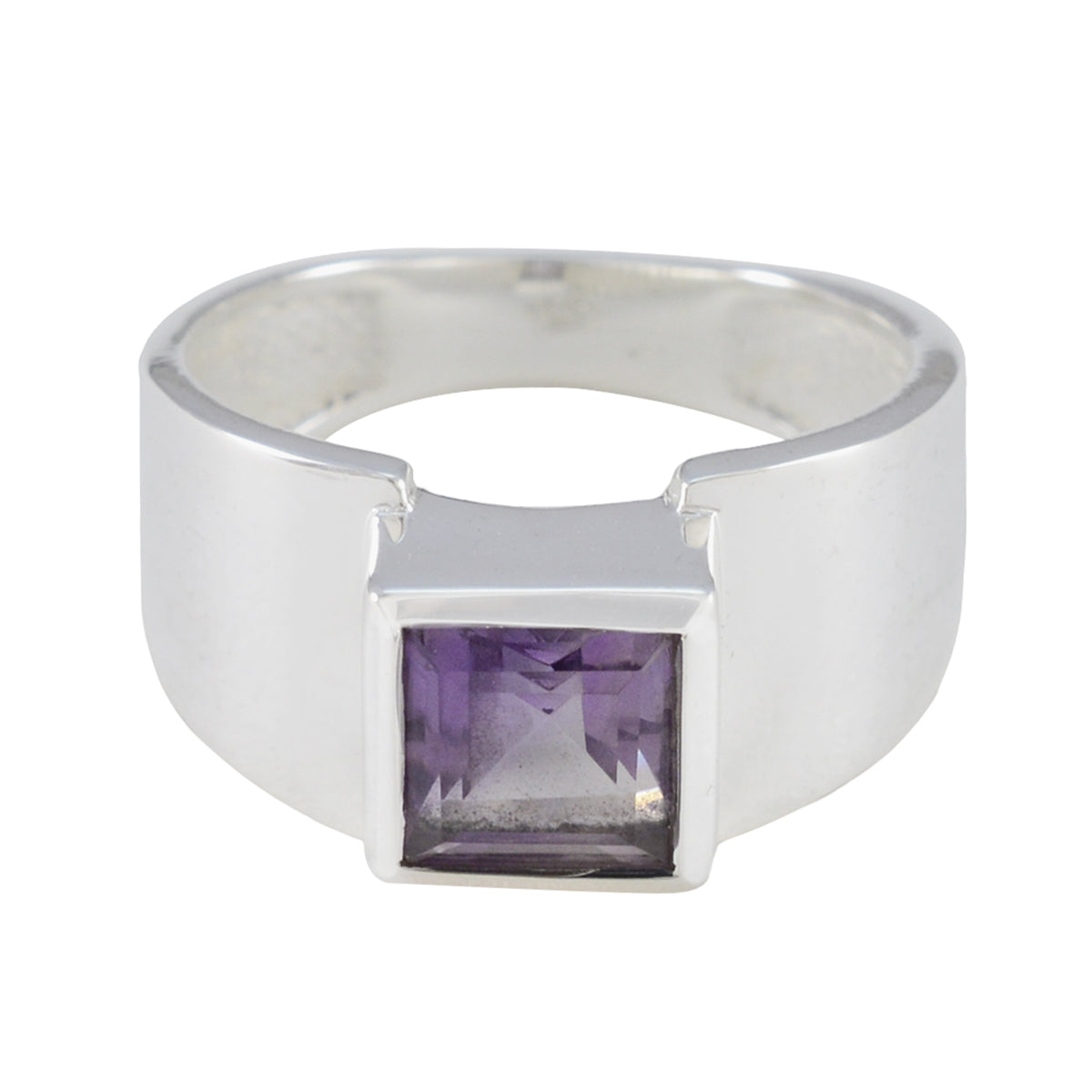 Amethyst Solitaire African Sterling Silver Purple Gemstones Slim Contemporary Ring Jewellery Huvudsaklig produktbild