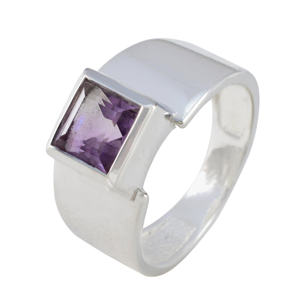 Amethyst Solitaire African Sterling Silver Purple Gemstones Slim Contemporary Ring Jewellery