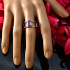 Amethyst Solitaire Turkish 92.5 Silver Purple Gemstone Whisper thin Geometric Band Jewellery