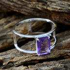 Amethyst Solitaire Turkish 92.5 Silver Purple Gemstone Whisper thin Geometric Band Jewellery