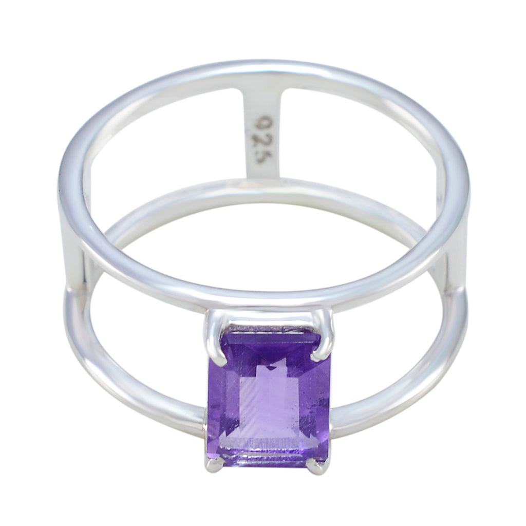 Amethyst Solitaire Turkish 92.5 Silver Purple Gemstone Whisper thin Geometric Band Jewellery