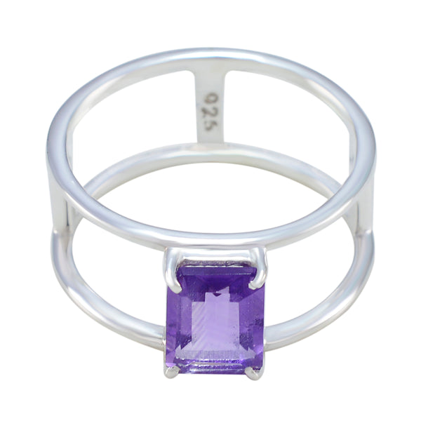 Amethyst Solitaire Turkish 92.5 Silver Purple Gemstone Whisper thin Geometric Band Jewellery