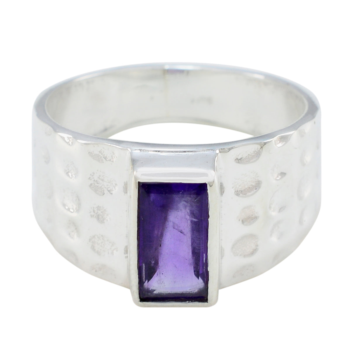 Amethyst Solitaire Russian Sterling Silver Purple Gems Mid weight Signet Ring Jewellery Hoofdafbeelding