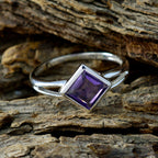 Amethyst Solitaire Korean 92.5 Silver Purple Gemstone Dainty Romantic Ring Jewelry