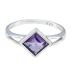 Amethyst Solitaire Korean 92.5 Silver Purple Gemstone Dainty Romantic Ring Jewelry