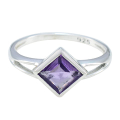 Amethyst Solitaire Korean 92.5 Silver Purple Gemstone Dainty Romantic Ring Jewelry
