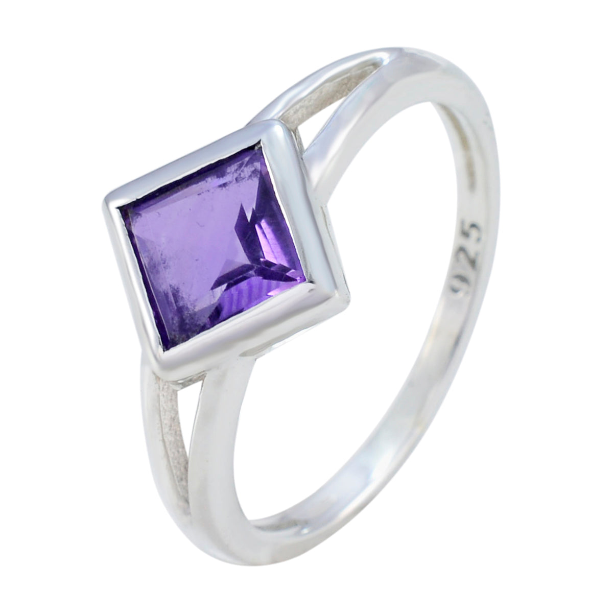 Amethyst Solitaire Korean 92.5 Silver Purple Gemstone Dainty Romantic Ring Jewelry