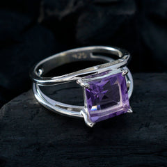 Amethyst Solitaire Russian 92.5 Silver Purple Gems Tiny Glamorous Ring Jewelry