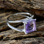 Amethyst Solitaire Russian 92.5 Silver Purple Gems Tiny Glamorous Ring Jewelry