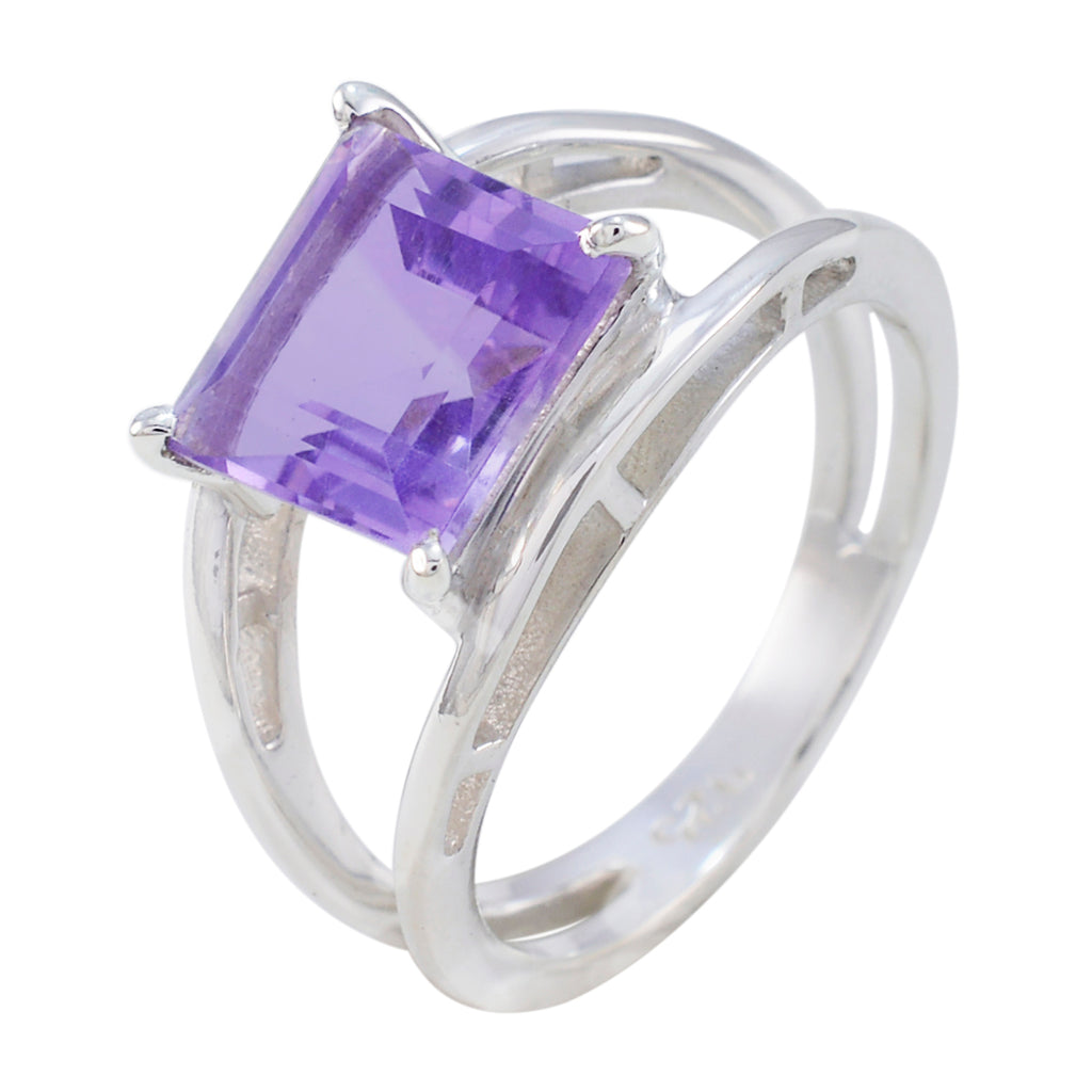 Amethyst Solitaire Russian 92.5 Silver Purple Gems Tiny Glamorous Ring Jewelry