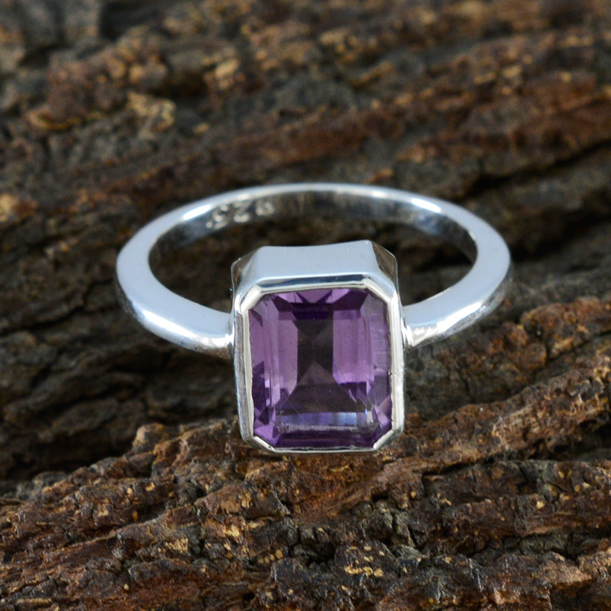 Amethyst Solitaire Turkish 92.5 Silver Purple Gemstones Whisper thin Glamorous Ring Jewellery