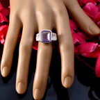 Amethyst Solitaire African 925 Silver Purple Gemstone Mid weight Signet Ring Jewellery
