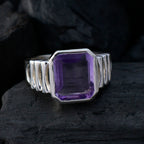 Amethyst Solitaire African 925 Silver Purple Gemstone Mid weight Signet Ring Jewellery