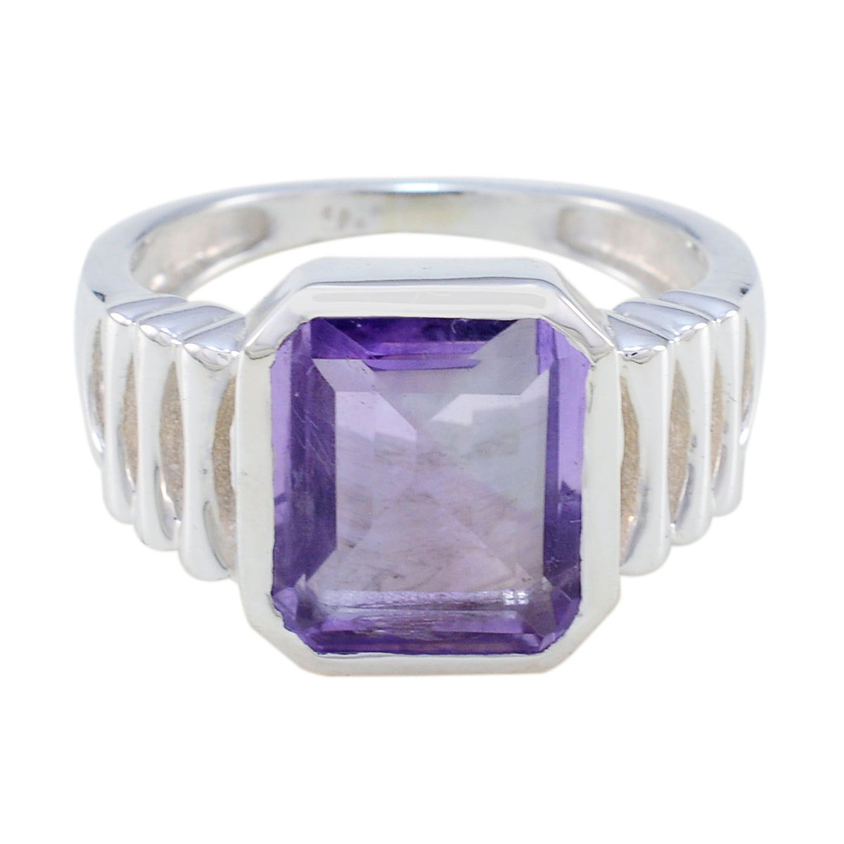 Amethyst Solitär Afrikanischer 925 Silber Lila Edelstein Mittelschwerer Siegelring Schmuck Hauptbild