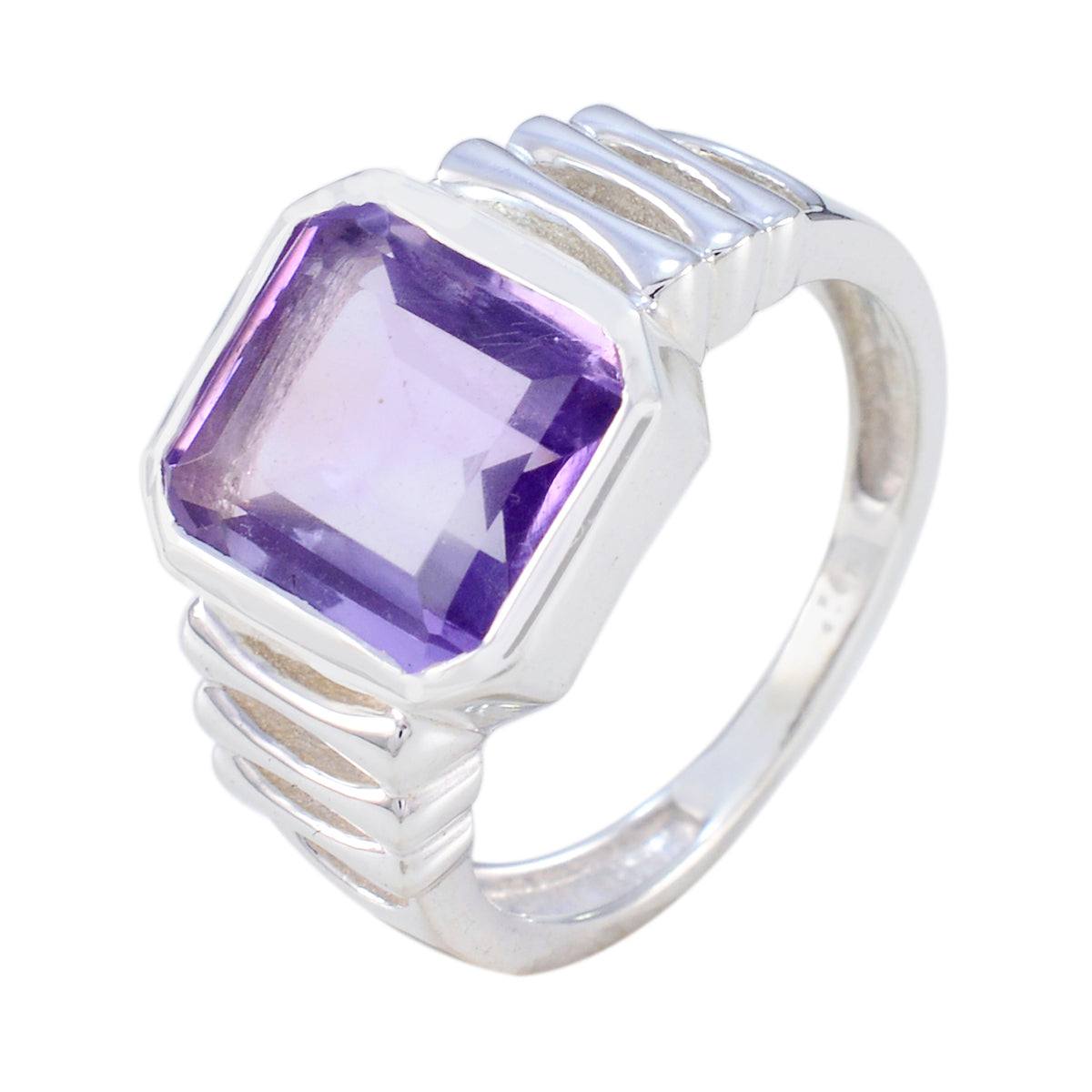Amethyst Solitär Afrikanischer 925 Silber Lila Edelstein Mittelschwerer Siegelring Schmuck Zweitbild