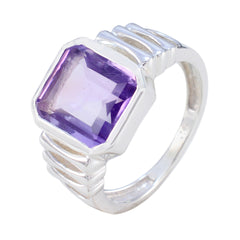 Amethyst Solitaire African 925 Silver Purple Gemstone Mid weight Signet Ring Jewellery