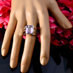 Amethyst Solitaire Moroccan Sterling Silver Purple Gemstone Mid weight Modern Ring Jewelry