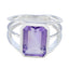 Amethyst Solitaire Moroccan Sterling Silver Purple Gemstone Mid weight Modern Ring Jewelry