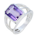 Amethyst Solitaire Moroccan Sterling Silver Purple Gemstone Mid weight Modern Ring Jewelry