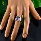 Amethyst Solitaire French 925 Sterling Silver Purple Gemstone Edgy Modern Ring Jewellery