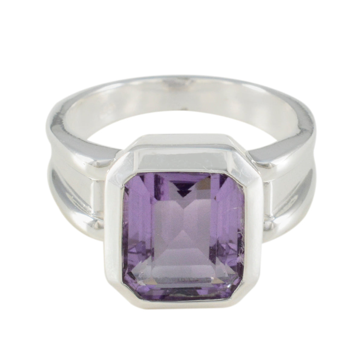 Amethyst Solitär Französisch 925 Sterling Silber Lila Edelstein Edgy Modern Ring Schmuck Hauptbild