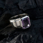 Amethyst Solitaire Indian Sterling Silver Purple Gems Essential  Abstract Ring Jewellery