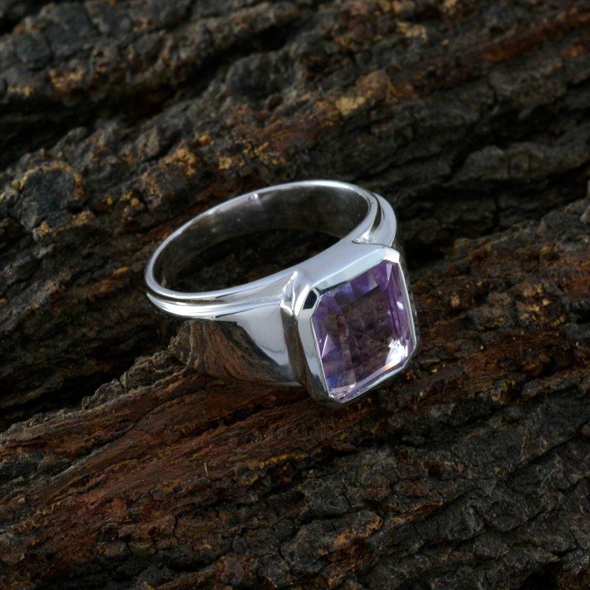 Amethyst Solitaire Indian Sterling Silver Purple Gems Essential  Abstract Ring Jewellery
