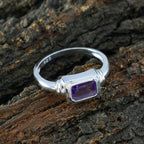 Amethyst Solitaire Japanese Sterling Silver Purple Gemstones Whisper thin Glamorous Ring Jewelry