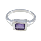 Amethyst Solitaire Japanese Sterling Silver Purple Gemstones Whisper thin Glamorous Ring Jewelry