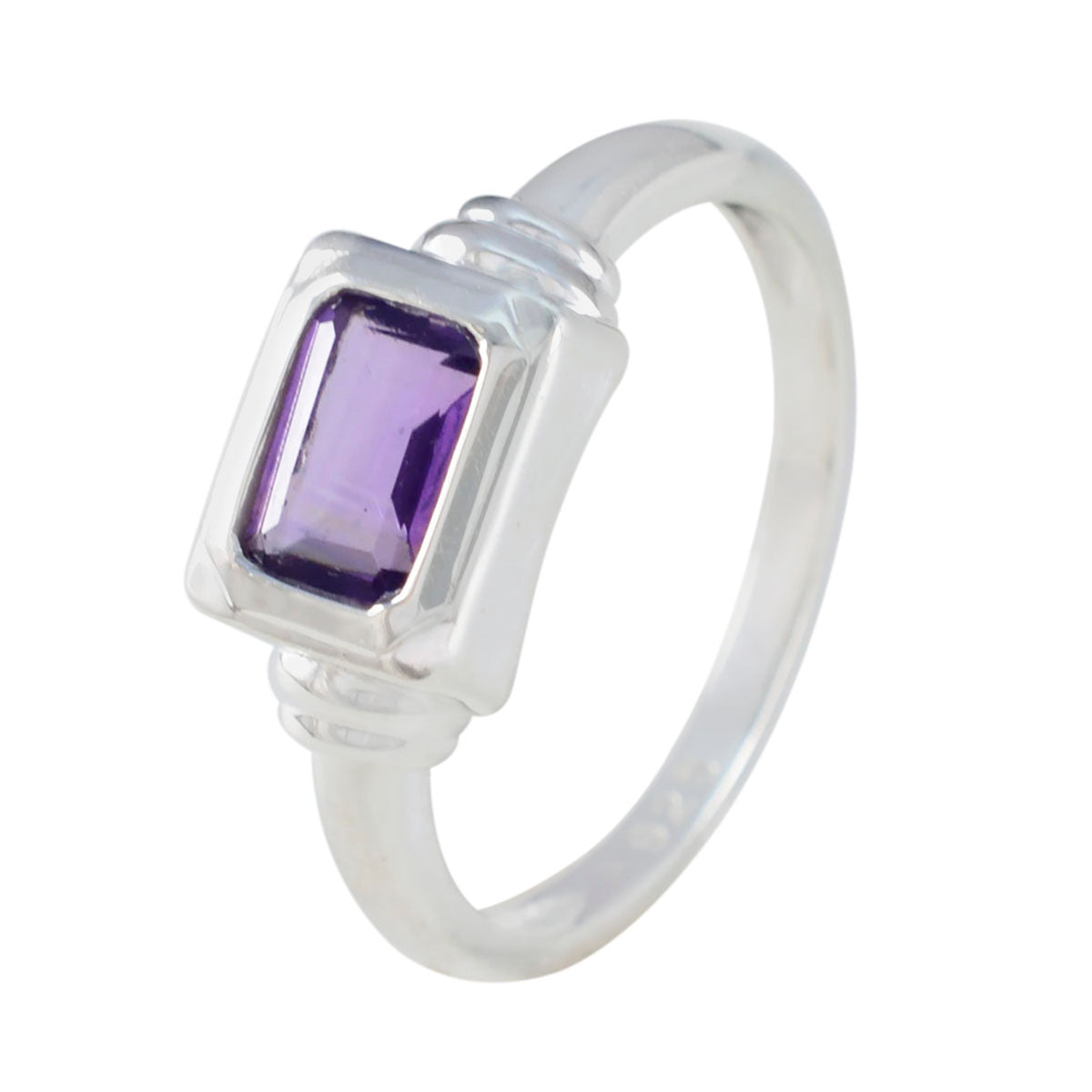 Bague fine et glamour en argent sterling avec solitaire en améthyste japonaise et pierres précieuses violettes Image secondaire du produit