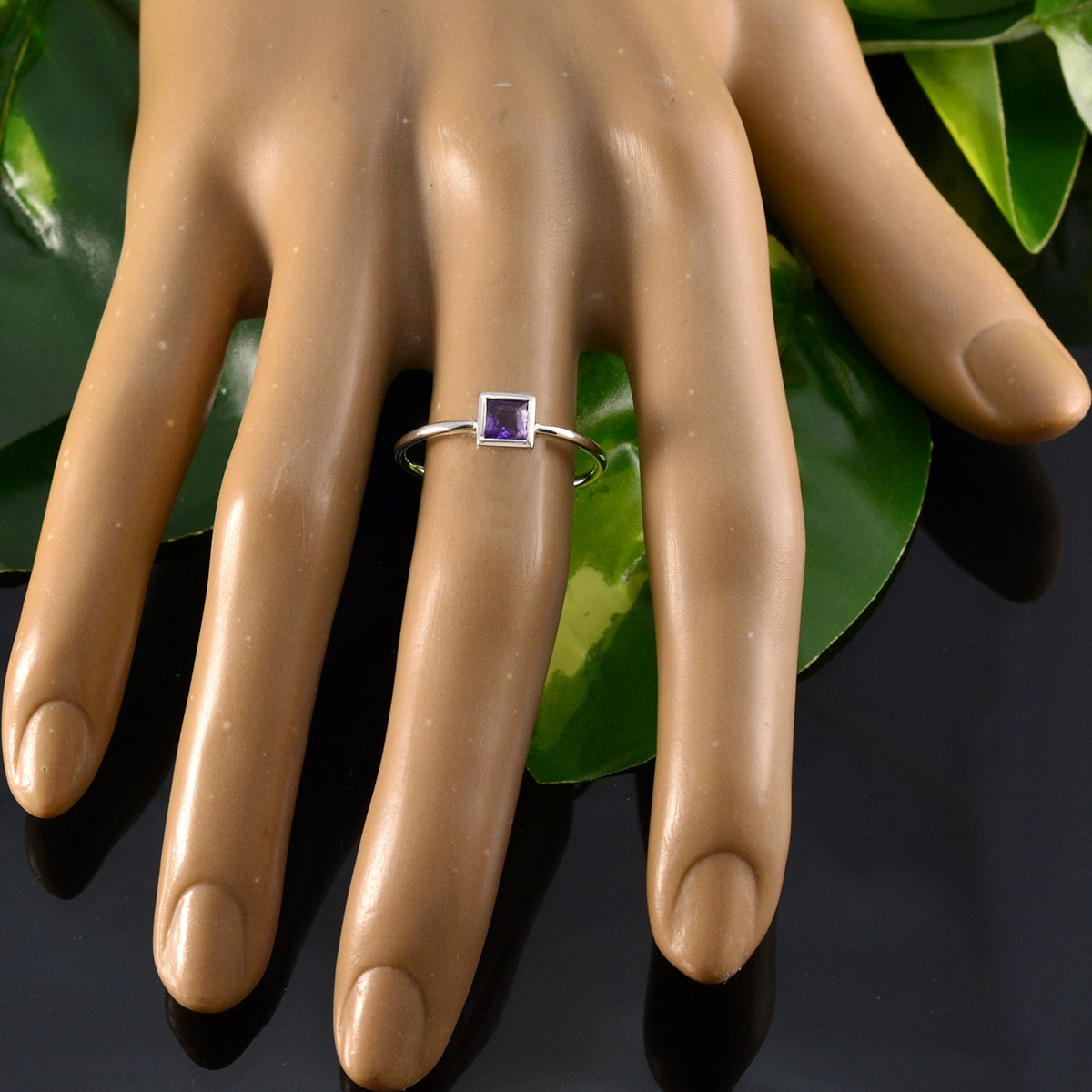 Amethyst Solitaire American 925 Sterling Silver Purple Gemstones Elegant  Fairytale Ring Jewelry