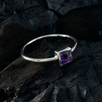 Amethyst Solitaire American 925 Sterling Silver Purple Gemstones Elegant  Fairytale Ring Jewelry
