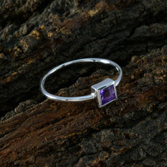 Amethyst Solitaire American 925 Sterling Silver Purple Gemstones Elegant  Fairytale Ring Jewelry