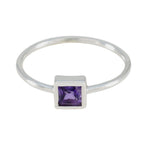Amethyst Solitaire American 925 Sterling Silver Purple Gemstones Elegant  Fairytale Ring Jewelry