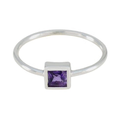 Amethyst Solitaire American 925 Sterling Silver Purple Gemstones Elegant  Fairytale Ring Jewelry