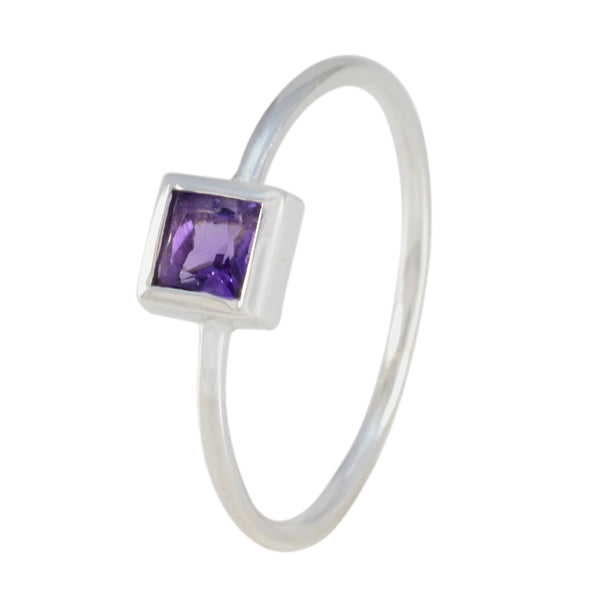 Amethyst Solitaire American 925 Sterling Silver Purple Gemstones Elegant  Fairytale Ring Jewelry