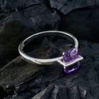 Amethyst Solitaire American Sterling Silver Purple Gemstones Dainty Graceful Ring Jewelry