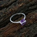 Amethyst Solitaire American Sterling Silver Purple Gemstones Dainty Graceful Ring Jewelry