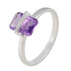Amethyst Solitaire American Sterling Silver Purple Gemstones Dainty Graceful Ring Jewelry